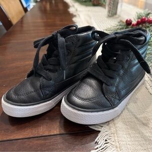Black leather high top shoes Kids Sz 11
